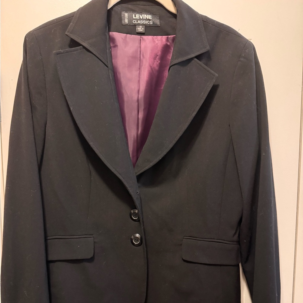 Larry Levine Black Blazer with Purple Lining